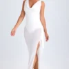 Rochie midi cu guler înalt și volane Deva, albă Rochie midi cu guler înalt și volane Deva, albă