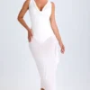 Rochie midi cu guler înalt și volane Deva, albă Rochie midi cu guler înalt și volane Deva, albă