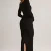 Rochie midi cu mâneci lungi Ori Modal Peekaboo, negru Rochie midi cu mâneci lungi Ori Modal Peekaboo, negru