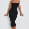Rochie midi cu volane din modal Nora, negru Rochie midi cu volane din modal Nora, negru