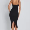 Rochie midi cu volane din modal Nora, negru Rochie midi cu volane din modal Nora, negru