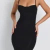 Rochie midi cu volane din modal Nora, negru Rochie midi cu volane din modal Nora, negru