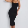 Rochie midi cu volane din modal Nora, negru Rochie midi cu volane din modal Nora, negru