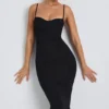 Rochie midi cu volane din modal Nora, negru Rochie midi cu volane din modal Nora, negru