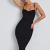 Rochie midi cu volane din modal Nora, negru Rochie midi cu volane din modal Nora, negru