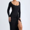 Rochie midi cu volane Tarai Modal, negru Rochie midi cu volane Tarai Modal, negru