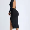 Rochie midi cu volane Tarai Modal, negru Rochie midi cu volane Tarai Modal, negru