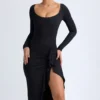 Rochie midi cu volane Tarai Modal, negru Rochie midi cu volane Tarai Modal, negru