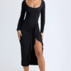 Rochie midi cu volane Tarai Modal, negru Rochie midi cu volane Tarai Modal, negru