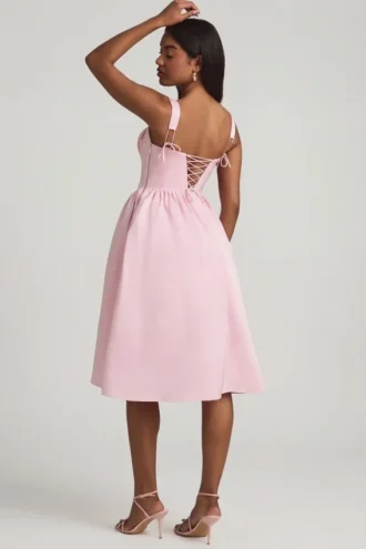 Rochie midi drapată Marguerite în nuanța Blush