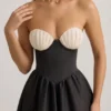 Rochie midi fără bretele cu corset Gabrielle, negru