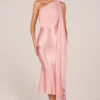 Rochie midi Giada cu decupaje și detalii tip eșarfă, în nuanța Blush Pink