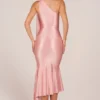 Rochie midi Giada cu decupaje și detalii tip eșarfă, în nuanța Blush Pink