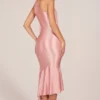 Rochie midi Giada cu decupaje și detalii tip eșarfă, în nuanța Blush Pink
