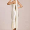 Rochie midi Giada cu detaliu eșarfă, culoare ivoriu