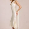 Rochie midi Giada cu detaliu eșarfă, culoare ivoriu