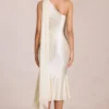 Rochie midi Giada cu detaliu eșarfă, culoare ivoriu