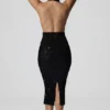 Rochie midi Harlyn cu decupaje și spate decupat, în negru