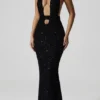 Rochie midi Harlyn cu decupaje și spate decupat, în negru