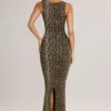 Rochie midi mulată cu gât pătrat din modal Ainslee, cu imprimeu leopard
