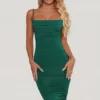 Rochie midi mulată cu guler cowl și drapaje, de culoare verde, din colecția You’re My Type