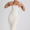 Rochie midi Navi din modal cu bordură din dantelă, culoare ivoriu