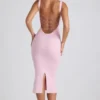 Rochie midi Navi din modal cu bordură din dantelă, în roz pal
