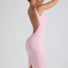 Rochie midi Navi din modal cu bordură din dantelă, în roz pal
