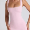 Rochie midi Navi din modal cu bordură din dantelă, în roz pal
