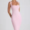 Rochie midi Navi din modal cu bordură din dantelă, în roz pal