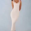 Rochie midi Sorelle din modal cu bordură din dantelă, culoare ivoriu