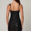 Rochie mini A-line Adia cu ornamente, negru