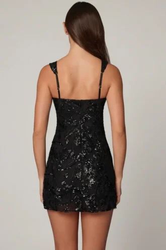 Rochie mini A-line Adia cu ornamente, negru Rochie mini A-line Adia cu ornamente, negru