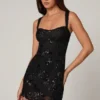 Rochie mini A-line Adia cu ornamente, negru