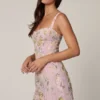 Rochie mini A-line cu aplicații Adia, roz pal