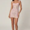 Rochie mini A-line cu aplicații Adia, roz pal