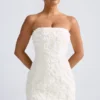 Rochie mini A-line cu aplicații florale Azaelea, de culoare albă