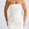 Rochie mini A-line cu aplicații florale Azaelea, de culoare albă