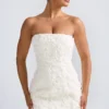 Rochie mini A-line cu aplicații florale Azaelea, de culoare albă