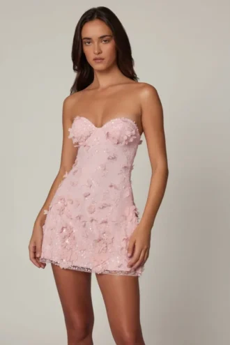 Rochie mini A-line cu bandou și decorațiuni Edita, în roz balet Rochie mini A-line cu bandou și decorațiuni Edita, în roz balet