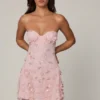 Rochie mini A-line cu bandou și decorațiuni Edita, în roz balet