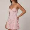Rochie mini A-line cu bandou și decorațiuni Edita, în roz balet
