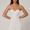 Rochie mini A-line cu bretele și decorațiuni Edita, în culoarea alb