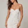 Rochie mini A-line cu bretele și decorațiuni Edita, în culoarea alb