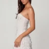 Rochie mini A-line cu bretele și decorațiuni Edita, în culoarea alb
