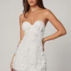 Rochie mini A-line cu bretele și decorațiuni Edita, în culoarea alb