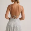 Rochie mini A-line cu bretele și drapaj în spate, din modal, cu dungi albastre și galbene
