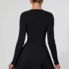 Rochie mini A-line cu decolteu adânc și detaliu fundă Graciela, negru