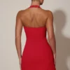 Rochie mini A-line cu decolteu halter și detaliu inimă Lenore, roșie