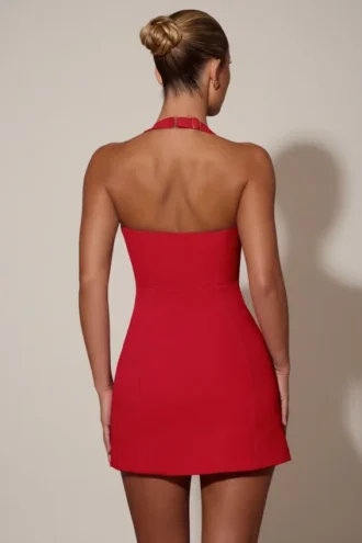 Rochie mini A-line cu decolteu halter și detaliu inimă Lenore, roșie Rochie mini A-line cu decolteu halter și detaliu inimă Lenore, roșie
